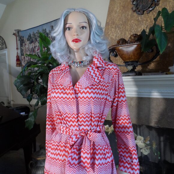 New Missoni For African Aid Red & White Zizzag Pattern Trench/Rain Coat Size L - Picture 5 of 16